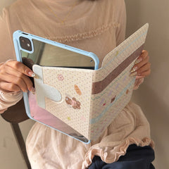 Fair Isle polka dot bear rotating iPad protective case