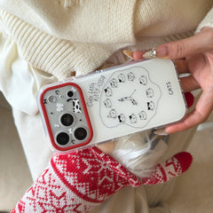 Polka Dots Clock Kitten Phone Case for iPhone 13-17 Pro Max