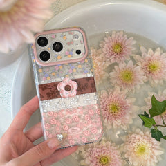 Ditsy Floral Patchwork 3D Pink Floral Phone Case for iPhone 13-17 Pro Max