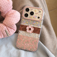Ditsy Floral Patchwork 3D Pink Floral Phone Case for iPhone 13-17 Pro Max
