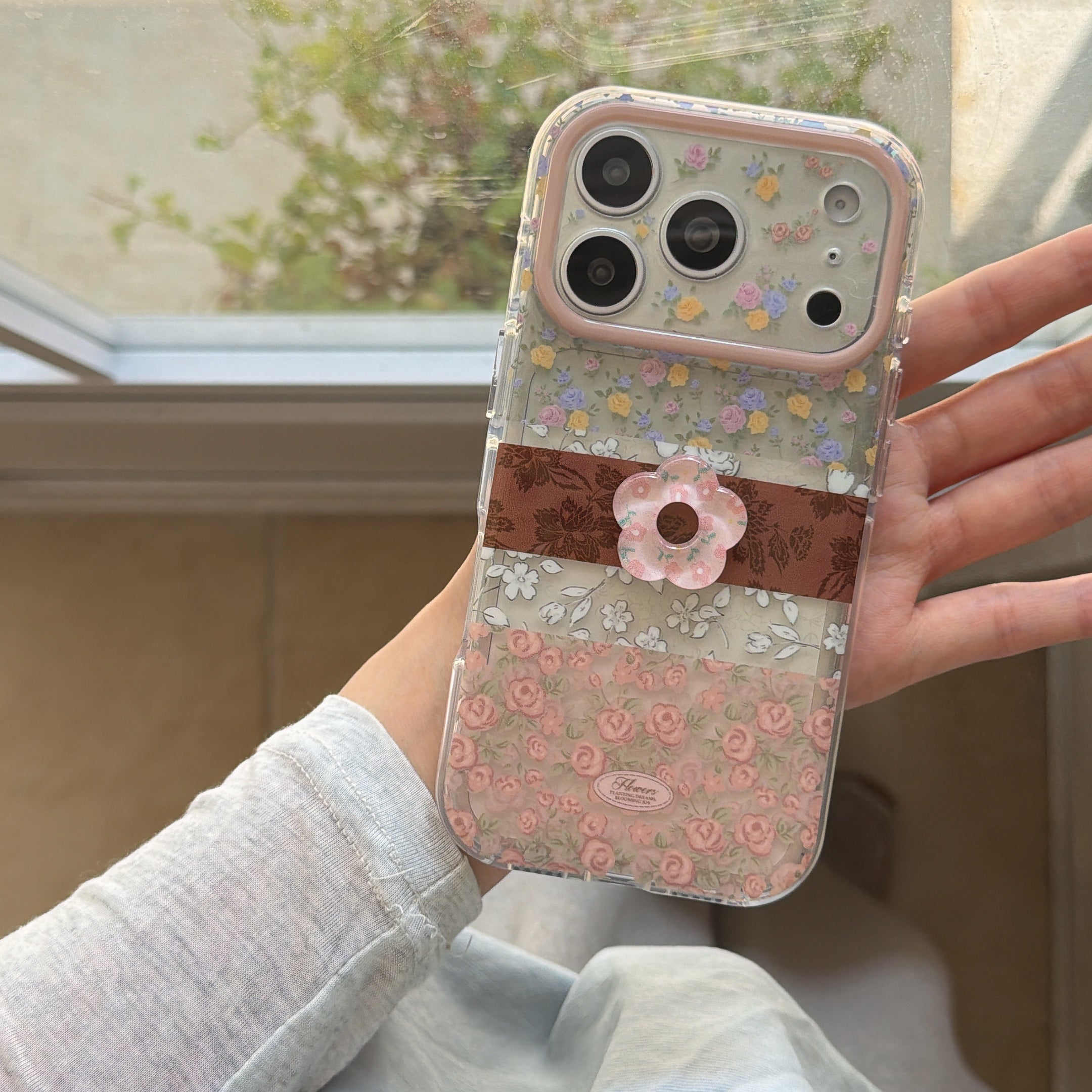 Ditsy Floral Patchwork 3D Pink Floral Phone Case for iPhone 13-17 Pro Max