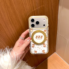 Aesthetic Trio Teddy Bear Case: 360° Air Cushion Shockproof Series for iPhone 13-17 Series