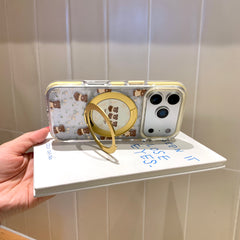 Aesthetic Trio Teddy Bear Case: 360° Air Cushion Shockproof Series for iPhone 13-17 Series