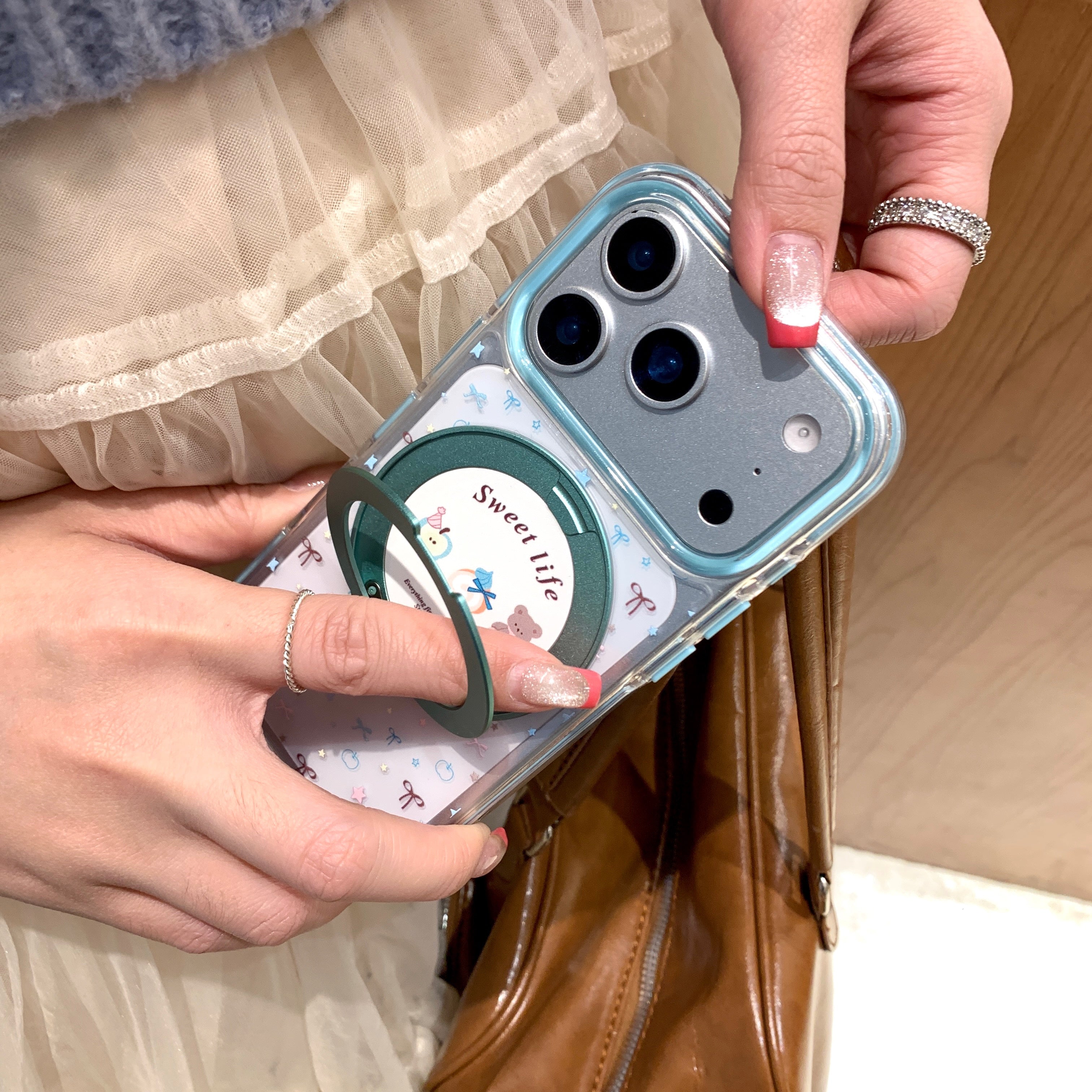 Aesthetic Ditsy Floral & Bow Protective Case: 360° Air Cushion Shockproof Series for iPhone 13-17 Series