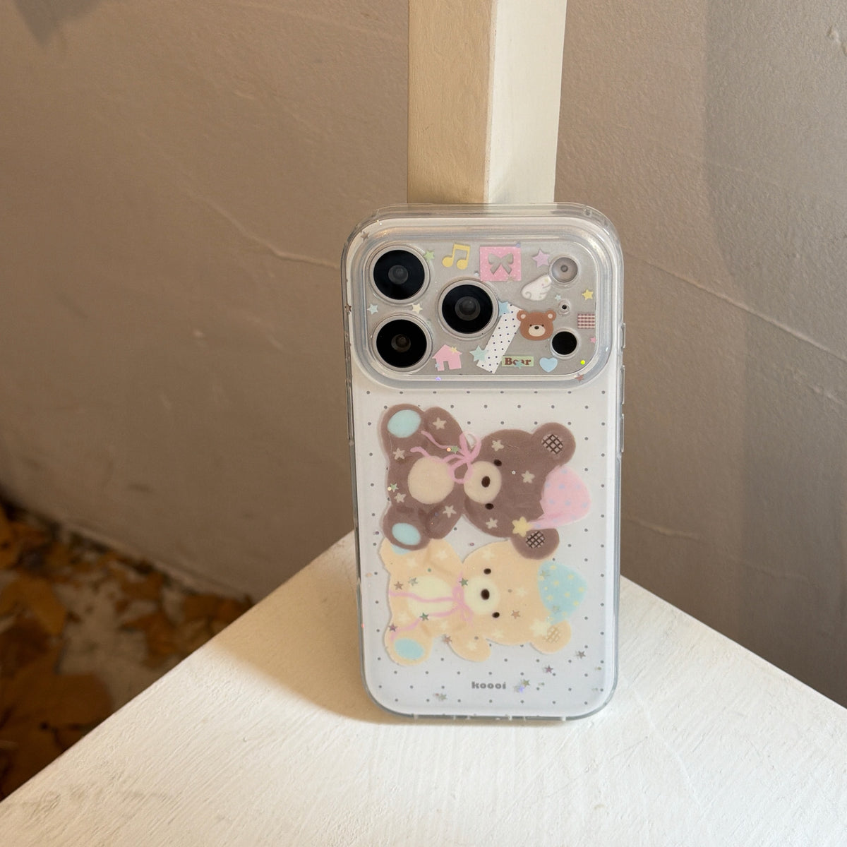 Preppy Polka Dot & Twin Bear Protective Case: Heavy Duty Dual-Layer Series for iPhone 13-17 Series