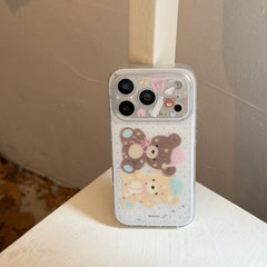 Preppy Polka Dot & Twin Bear Protective Case: Heavy Duty Dual-Layer Series for iPhone 13-17 Series