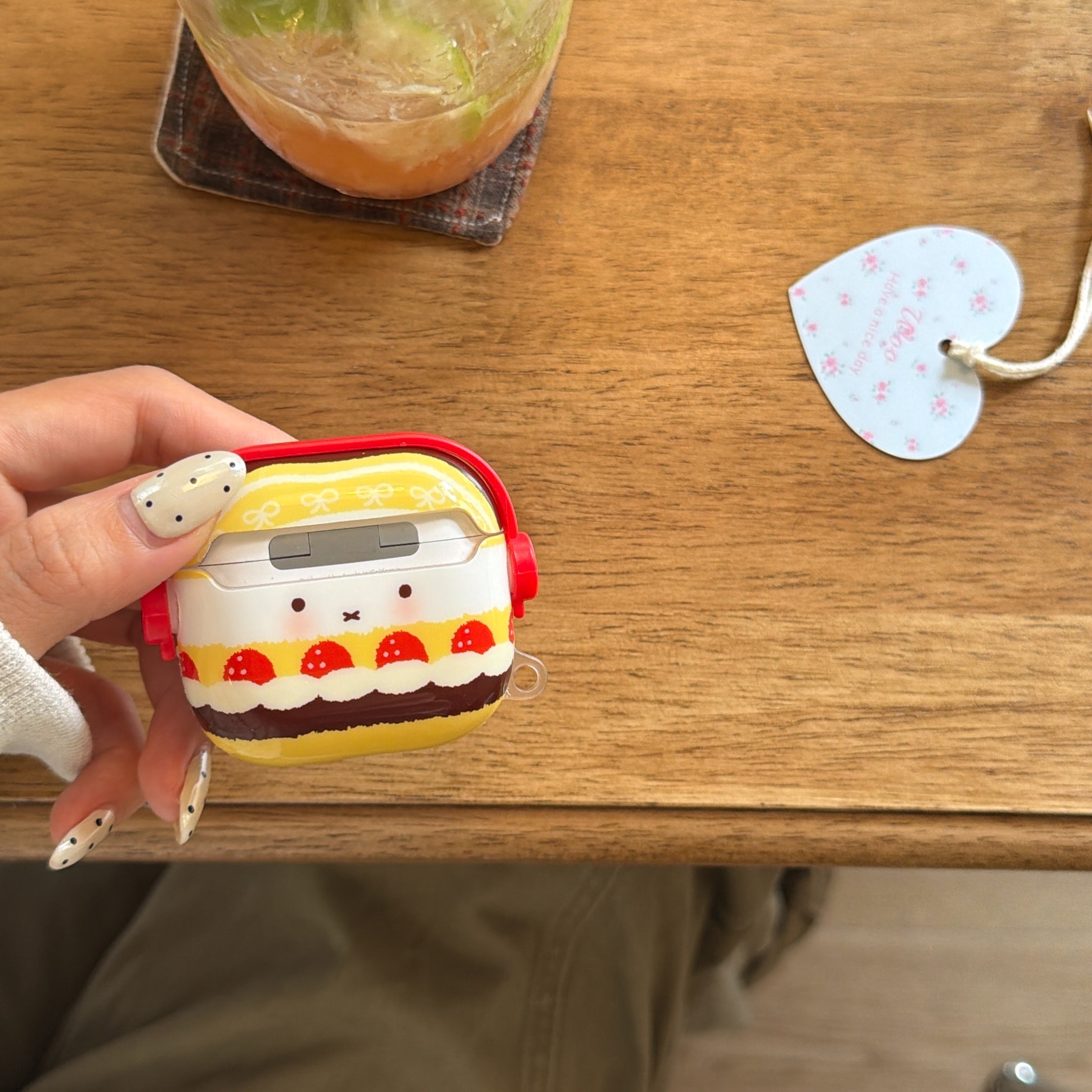 Pink & Yellow Strawberry Cake AirPods Case: Shockproof Soft Silicone Dessert Series Protective Shell