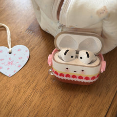 Pink & Yellow Strawberry Cake AirPods Case: Shockproof Soft Silicone Dessert Series Protective Shell
