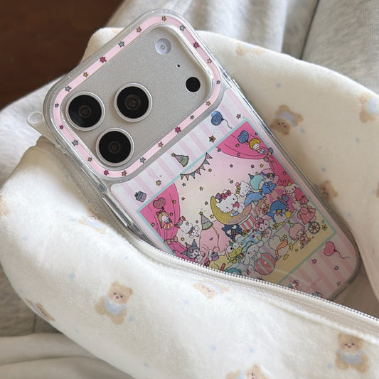 "Dreamy Plush Pals" Case - Sanrio Meets Jellycat Aesthetic Design for iPhone 17/16/15 Pro Max | Wavy Border Protective Accessory