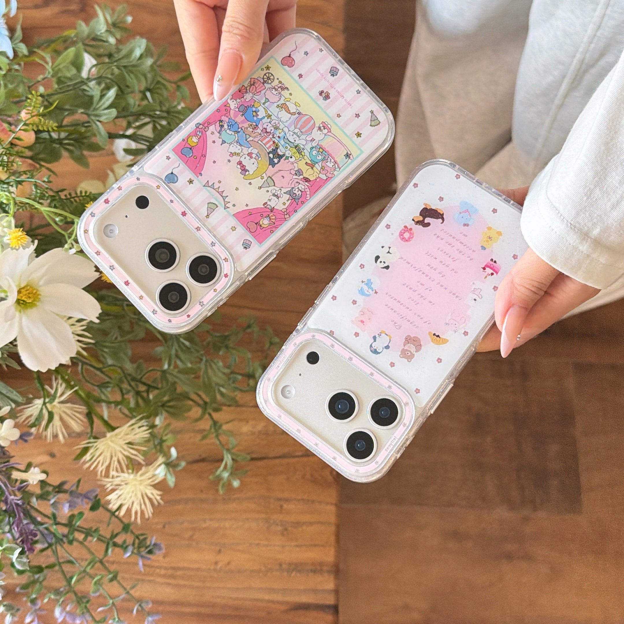 "Dreamy Plush Pals" Case - Sanrio Meets Jellycat Aesthetic Design for iPhone 17/16/15 Pro Max | Wavy Border Protective Accessory