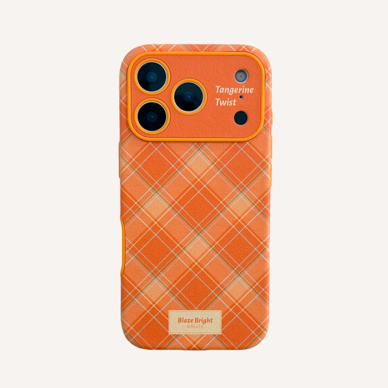 Simple orange diamond pattern large window phone case