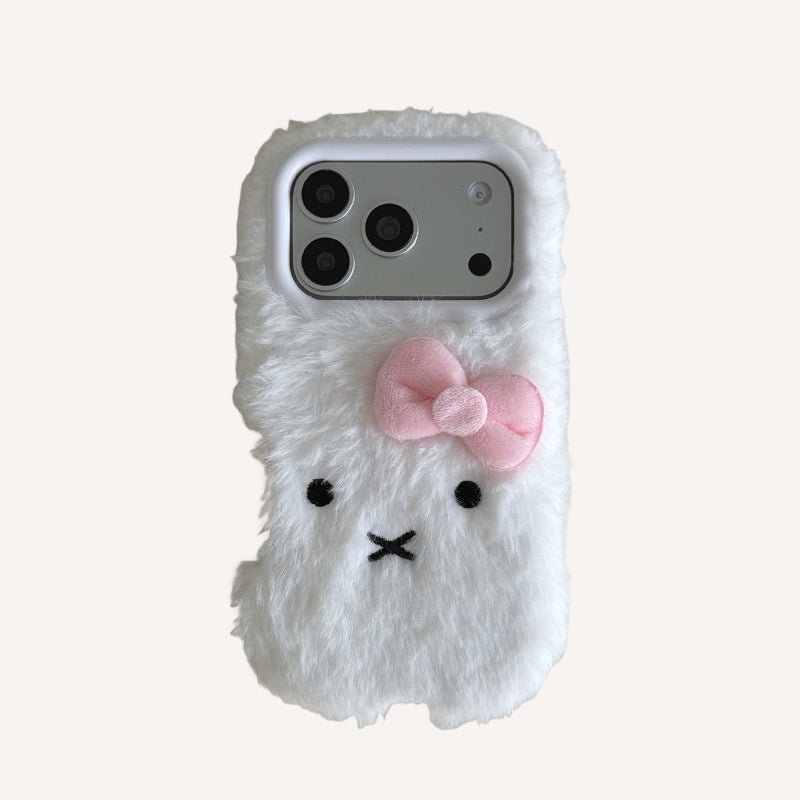 Plush white Miffy rabbit phone case