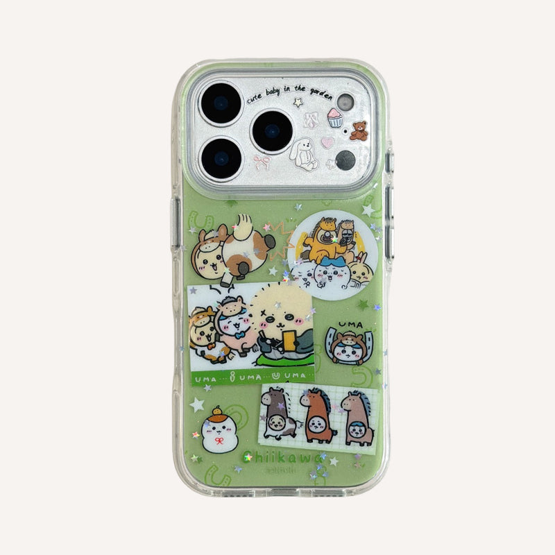 Green Chiikawa Pony Rounded Edge Airbag Apple Phone Case