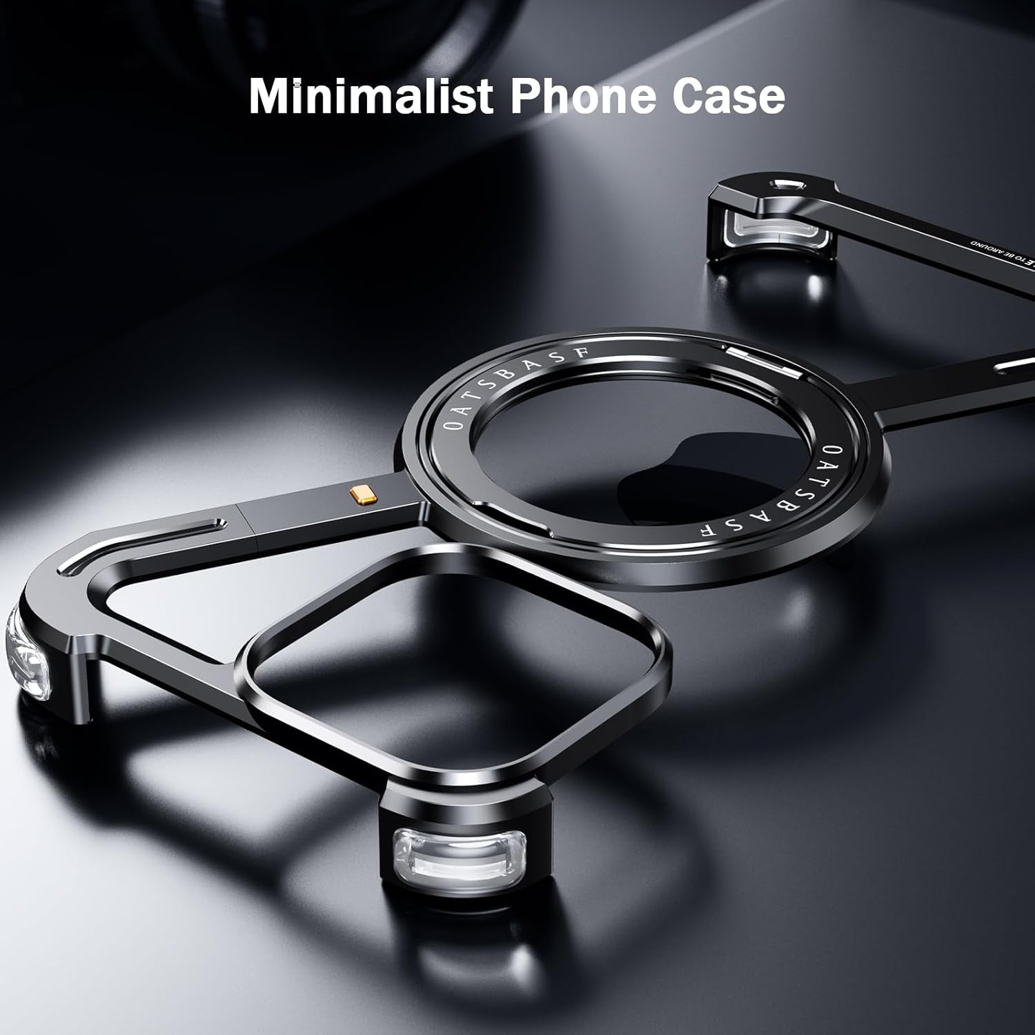 Minimalist Phone Case Compatible with iPhone 17 Pro , 360° Rotation Kickstand Aluminum Metal Frameless Design Bumper Z Case, Protective Shock Grade Shell