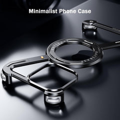 Minimalist Phone Case Compatible with iPhone 17 Pro , 360° Rotation Kickstand Aluminum Metal Frameless Design Bumper Z Case, Protective Shock Grade Shell