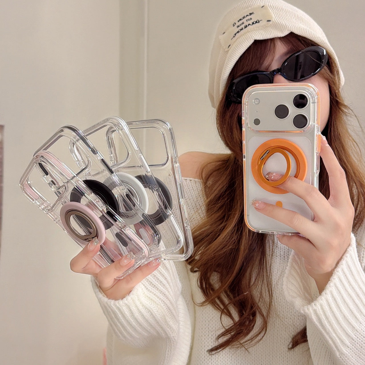 5-color magnetic + small circle 360 magnetic stand phone case