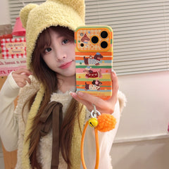 Colorful striped three dachshund phone case