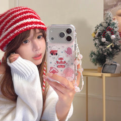 Pinkish-brown winter jellycat gold-plated rounded edge phone case