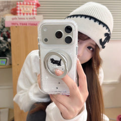 Winter Snowflake Black Cat and White Dog Phone Case