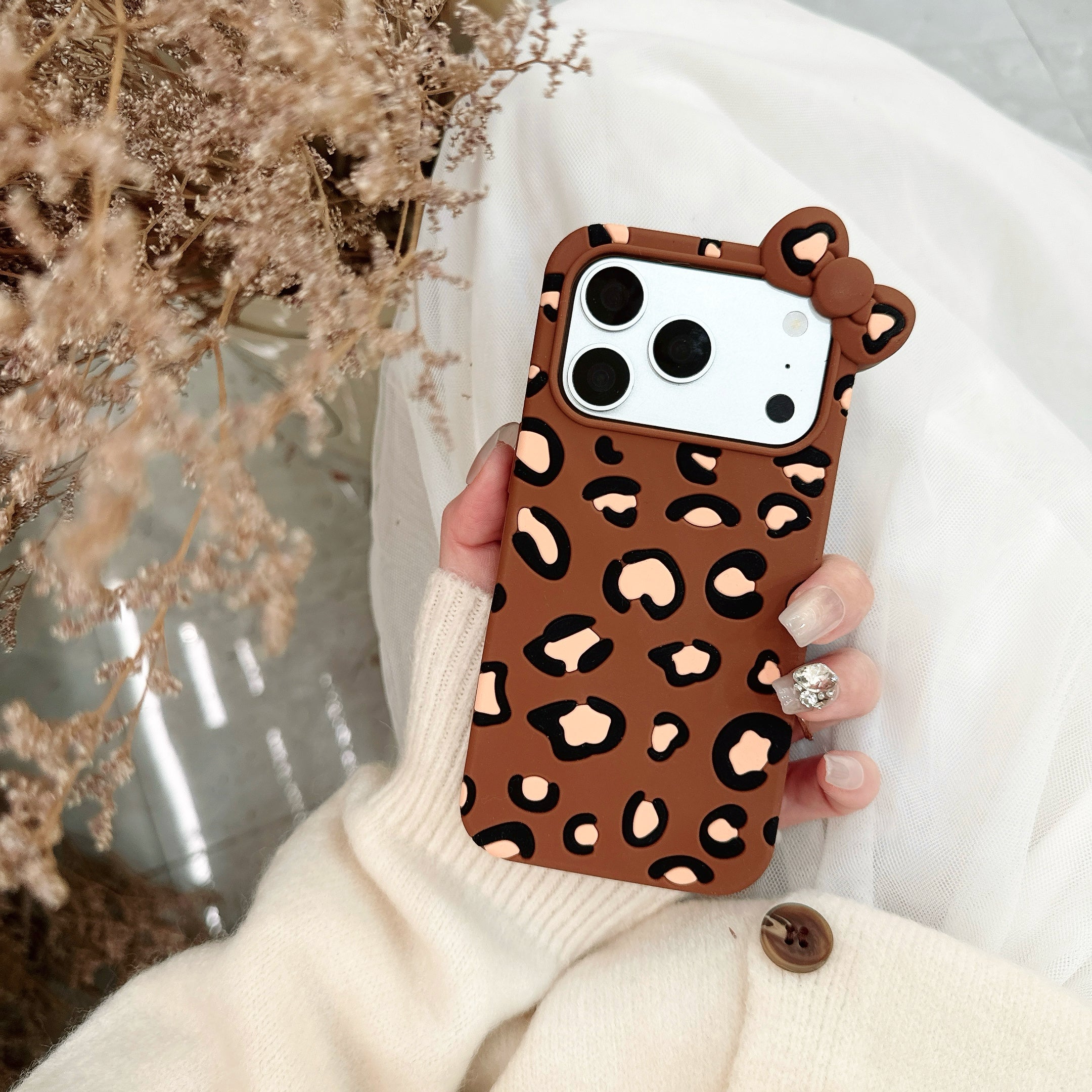 Kitty Leopard Print Silicone Phone Case