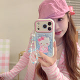 Load image into Gallery viewer, Snowflake hugging a snowman Kitty rounded 3D leather texture phone case