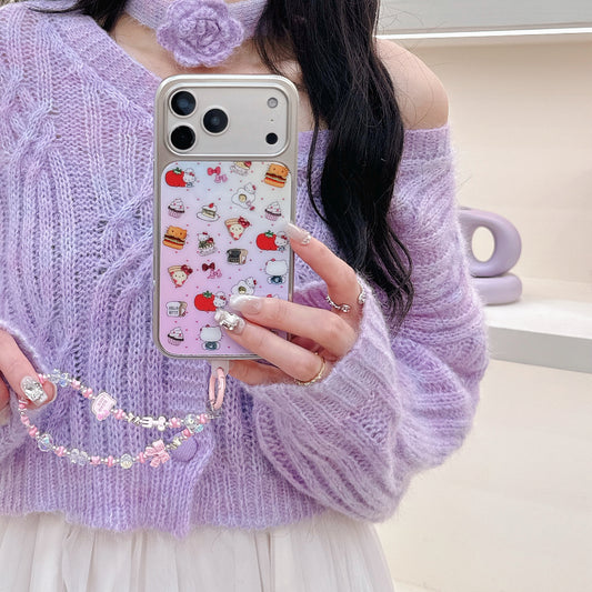 Gilded gradient chain Kitty phone case