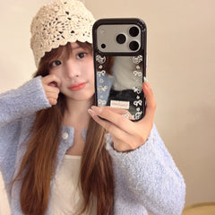 Edge trim with bow and star pattern, mirrored round edge phone case