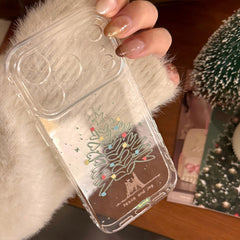 Transparent hand-painted heart tree phone case