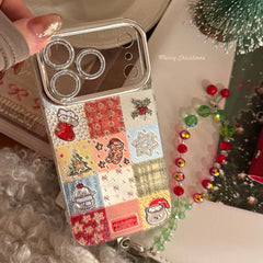 【Glittery Glaze】Silver Sandalwood Checkered Christmas Phone Case