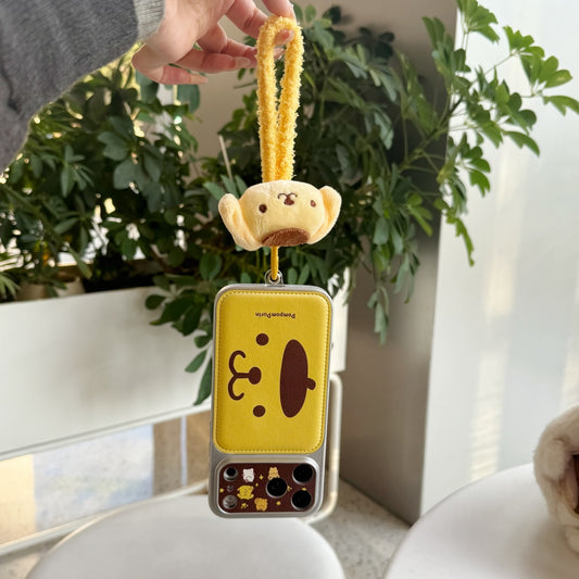 "Sunny Pompom" Case - Various Expressions Print with Adorable Phone Charm for iPhone 17/16/15 Pro Max | Trendy Sanrio-Inspired Accessory