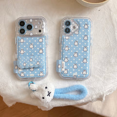 Blue and white polka dot Miffy rabbit phone case