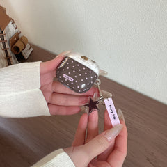 Brown and pink polka dot bear AirPods earphone case