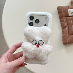 Rabbit fur glasses and rabbit phone case
