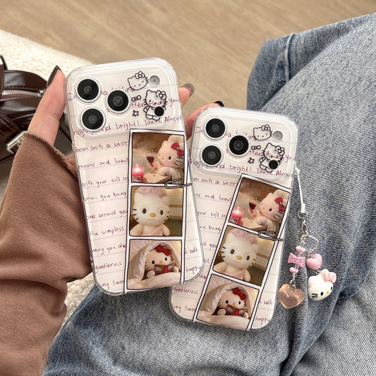 "Doodle Collage" Kitty Case - Retro Patchwork Design for iPhone 17/16/15 Pro Max | Aesthetic Cyber Y2K Accessory
