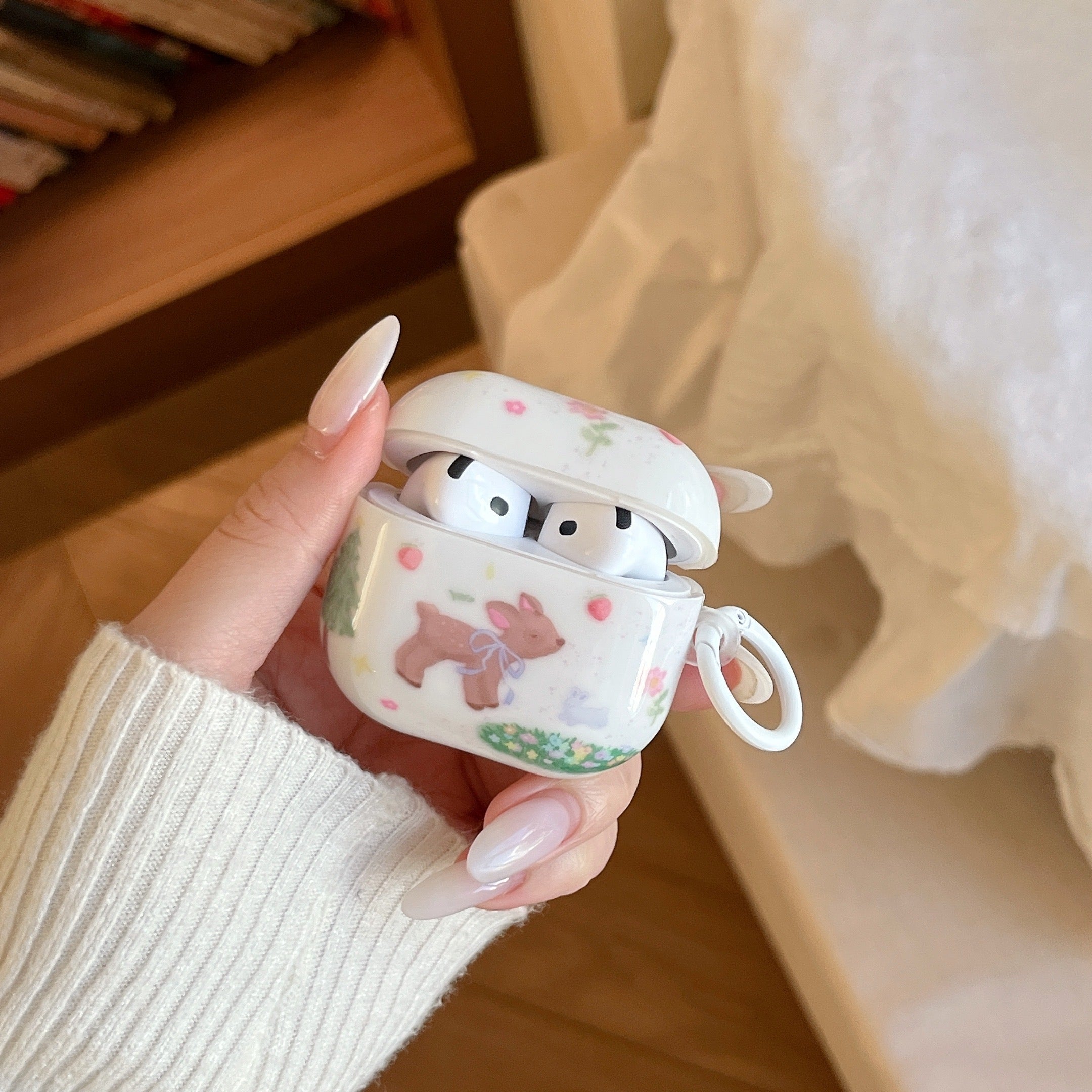 Cartoon graffiti flower deer earphone cover