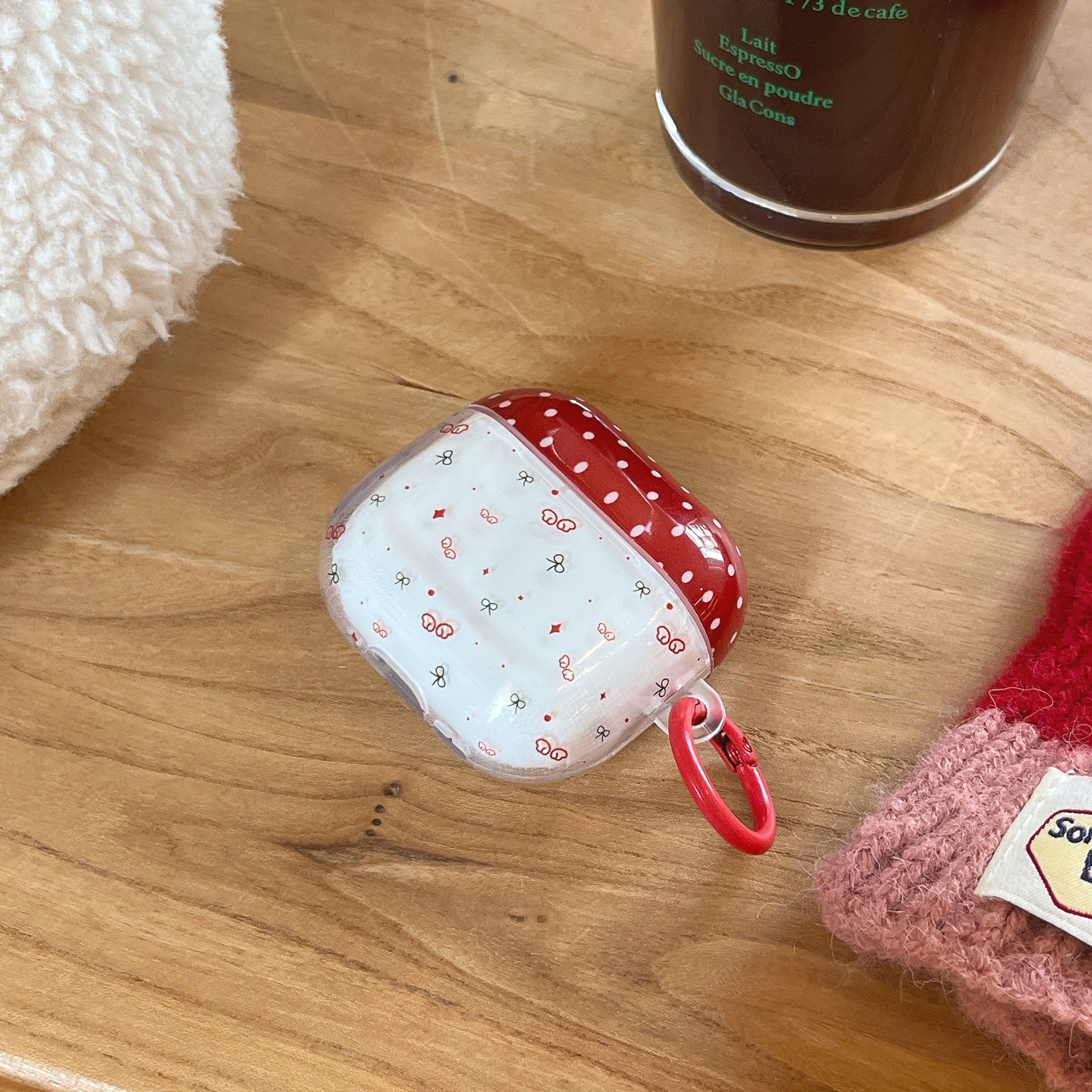 Polka dot bow wings AidPods earphone case