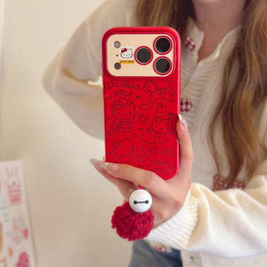Red Striped Kitty Pony Phone Case for iPhone 14-17 Pro Max - Cute Playful Design - Playfulcase
