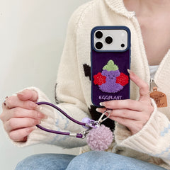 Embroidered Jellyca smiley eggplant phone case