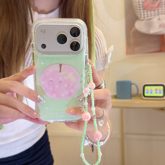 Mint Green & Pastel Pink Apple iPhone Case | Cute Minimalist Design