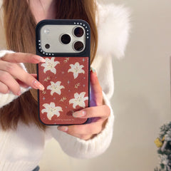 Woody Lily Pearl Gold-plated Black Edge Phone Case
