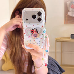Kawaii Colorful Polka Dot Heart & Character Case | Aesthetic IMD Cover
