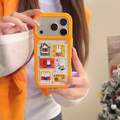 Orange-edged retro stamp Miffy round-edged phone case