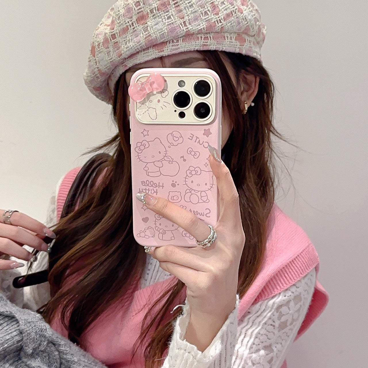 Foundation Music Symbols Apple Hello Kitty Large Window Leather Phone Case