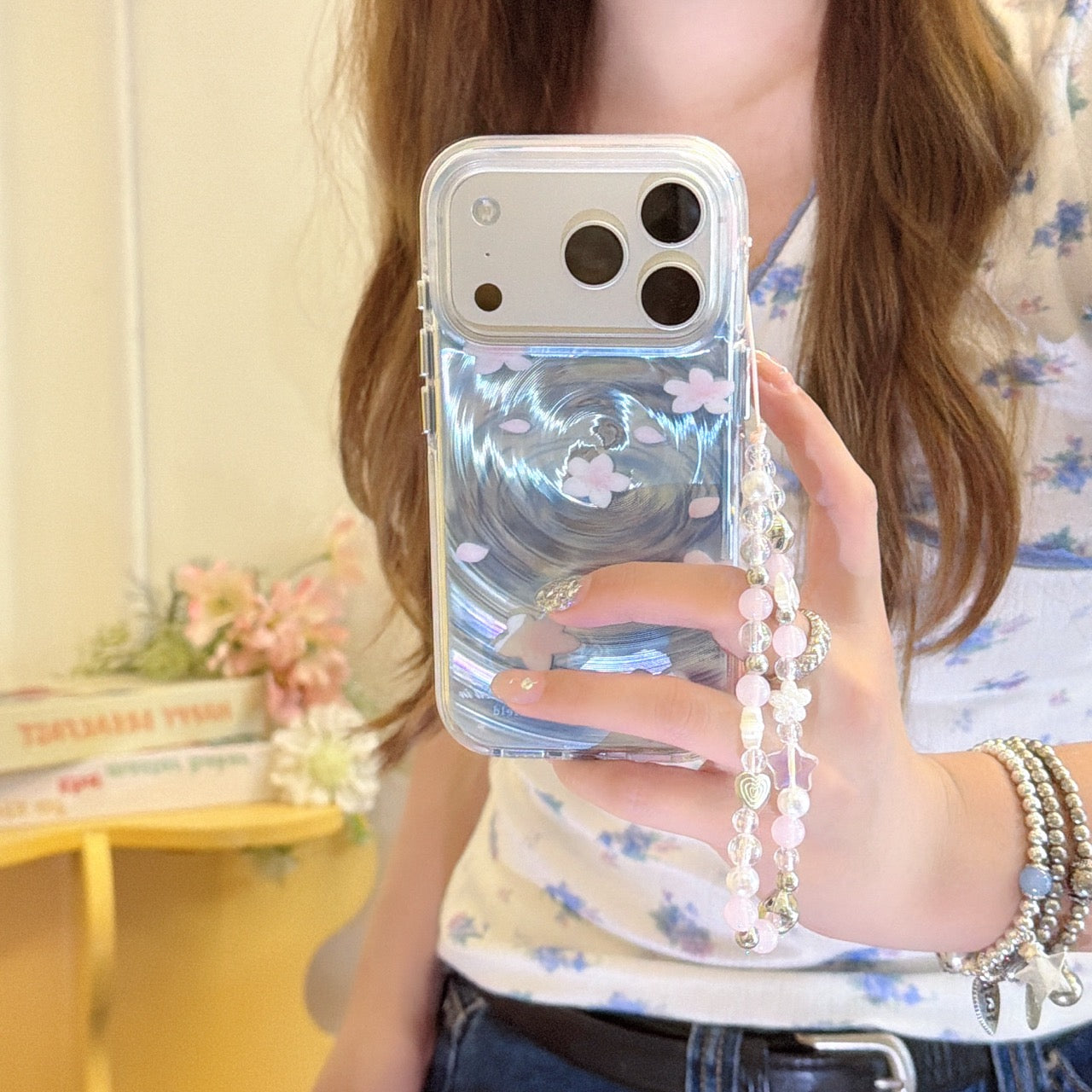 Artistic "Falling Flowers" iPhone Case | Zen & Minimalist Aesthetic