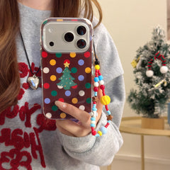 Colorful polka dot Christmas tree rounded edge airbag phone case