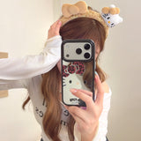 Load image into Gallery viewer, Leopard print bow Kitty mirrored rounded edge space shell