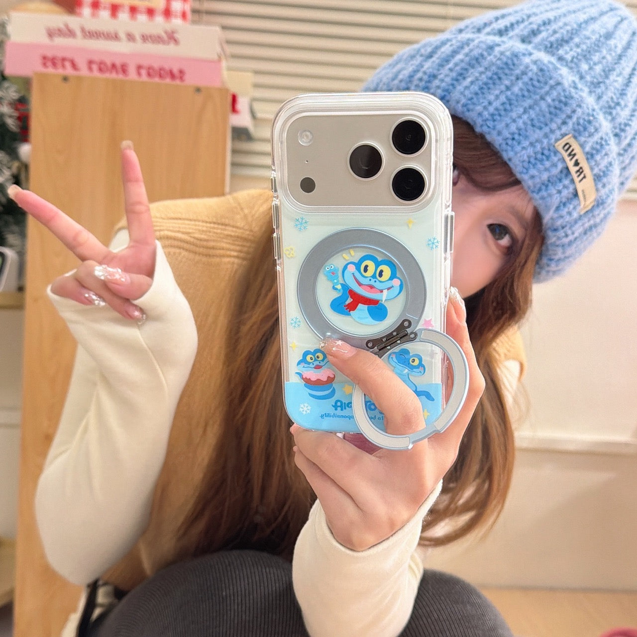 Leopard Officer/Gary Stand Round Edge Airbag Phone Case