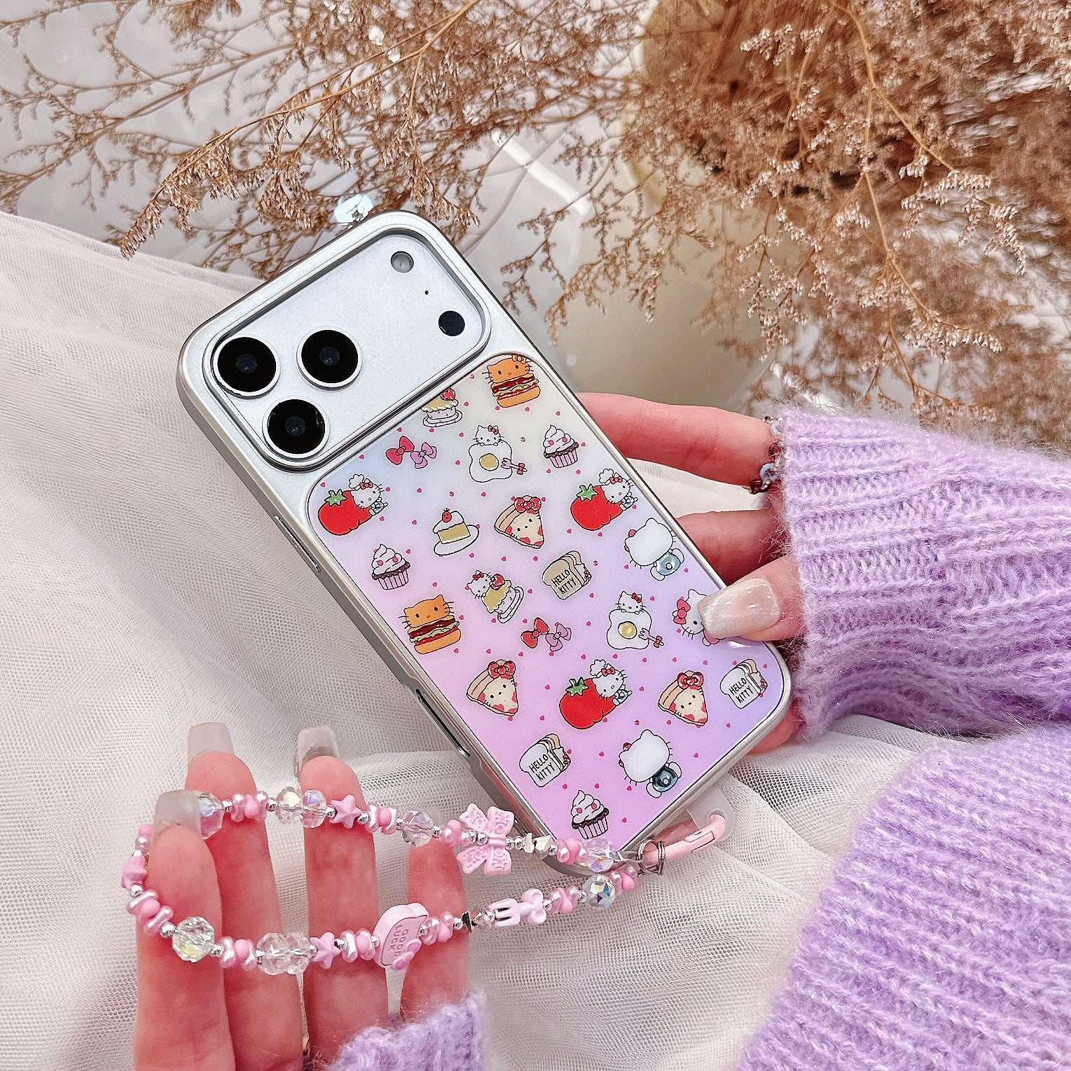 Gilded gradient chain Kitty phone case