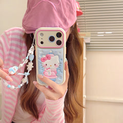 Snowflake hugging a snowman Kitty rounded 3D leather texture phone case