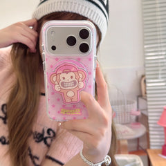 Pink Star Monkey Aesthetic iPhone Case | Y2K Streetwear Style